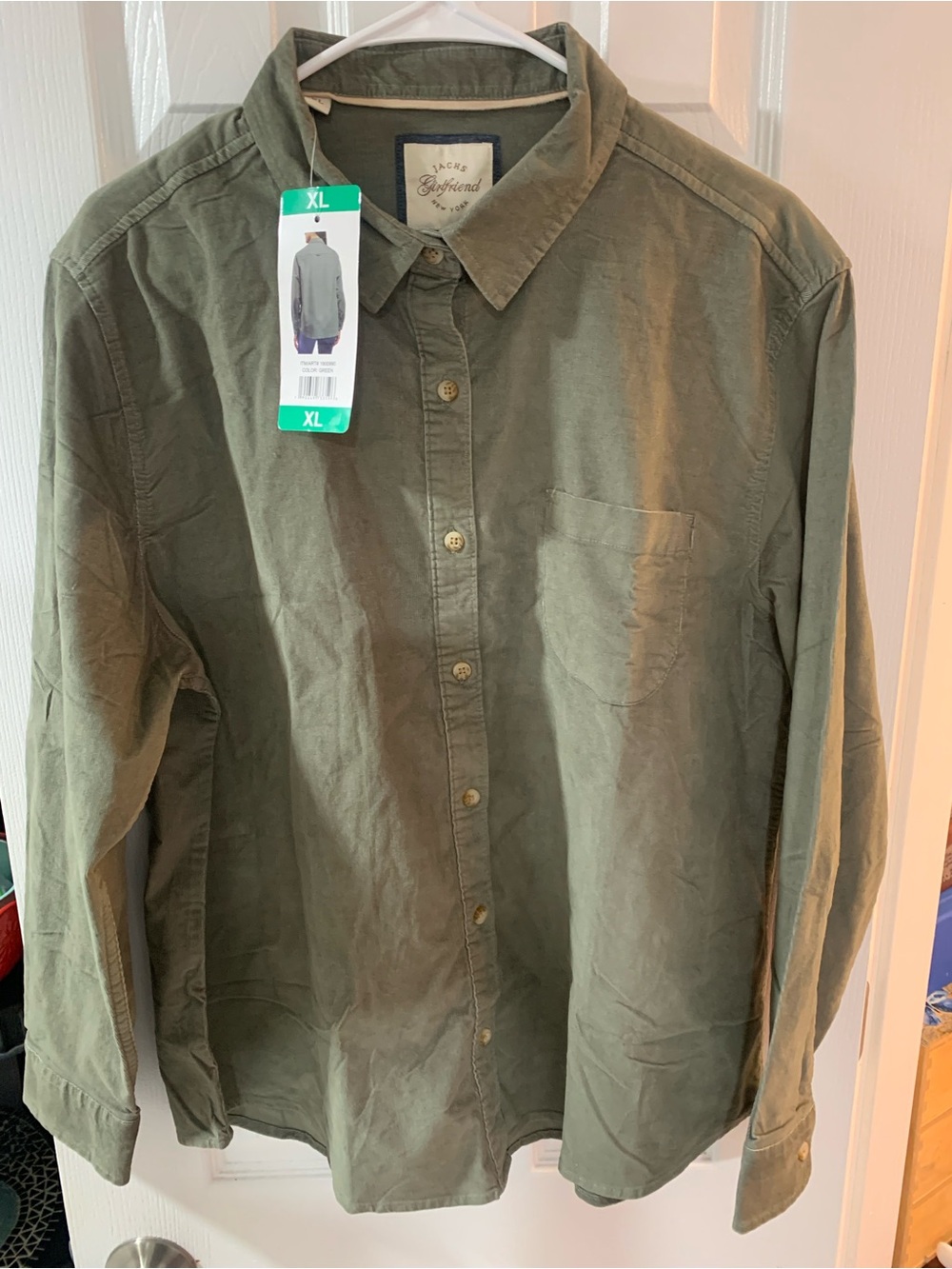 Jachs Girlfriend Olive Green Corduroy Button-Up